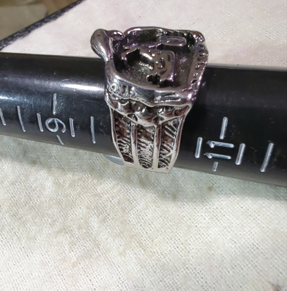 Men's Punk Style Motorcycle Ring Stainless Steel Fashion Ring Size 10 Black/Silv - Picture 13 of 13